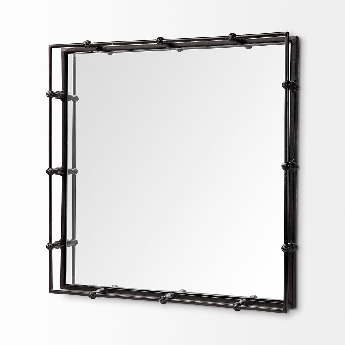 Christa Black Metal Mirrored Base Square Tray - Ornate Home