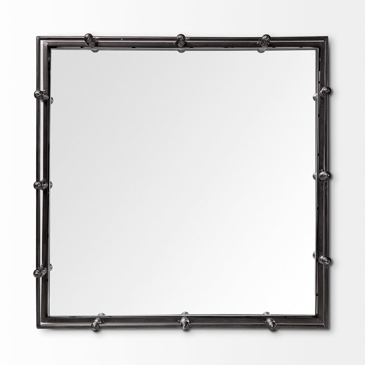 Christa Black Metal Mirrored Base Square Tray - Ornate Home
