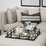 Christa Black Metal Mirrored Base Square Tray - Ornate Home