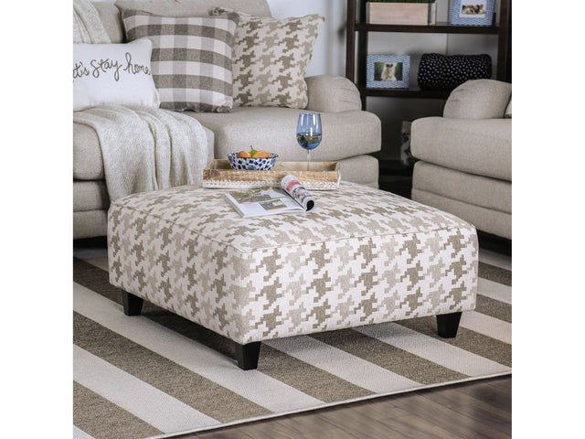 Christine Light Gray/Pattern Ottoman - Ornate Home