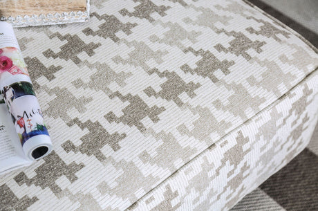 Christine Light Gray/Pattern Ottoman - Ornate Home