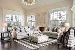 Christine Light Gray/Pattern Ottoman - Ornate Home