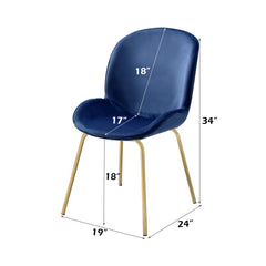 Chuchip Blue Velvet & Gold Side Chair (Set of 2) - Ornate Home