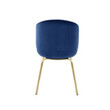 Chuchip Blue Velvet & Gold Side Chair (Set of 2) - Ornate Home