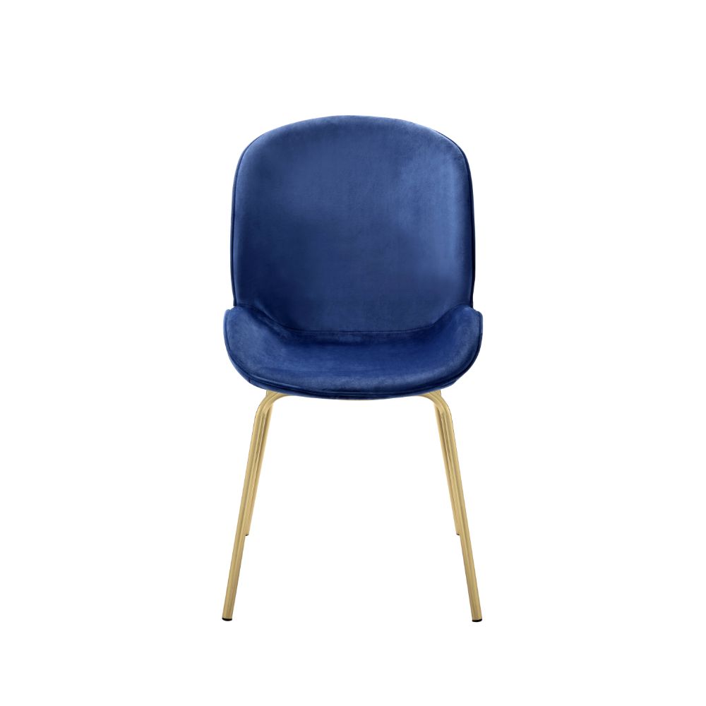 Chuchip Blue Velvet & Gold Side Chair (Set of 2) - Ornate Home