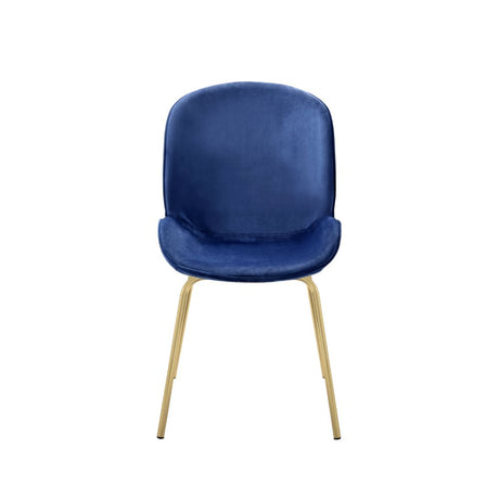 Chuchip Blue Velvet & Gold Side Chair (Set of 2) - Ornate Home