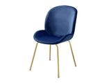 Chuchip Blue Velvet & Gold Side Chair (Set of 2) - Ornate Home