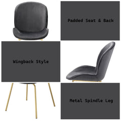 Chuchip Gray Velvet & Gold Side Chair (Set of 2) - Ornate Home