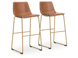 Ciabori Brown/Gold Tall UPH Barstool (Set of 2) - Ornate Home