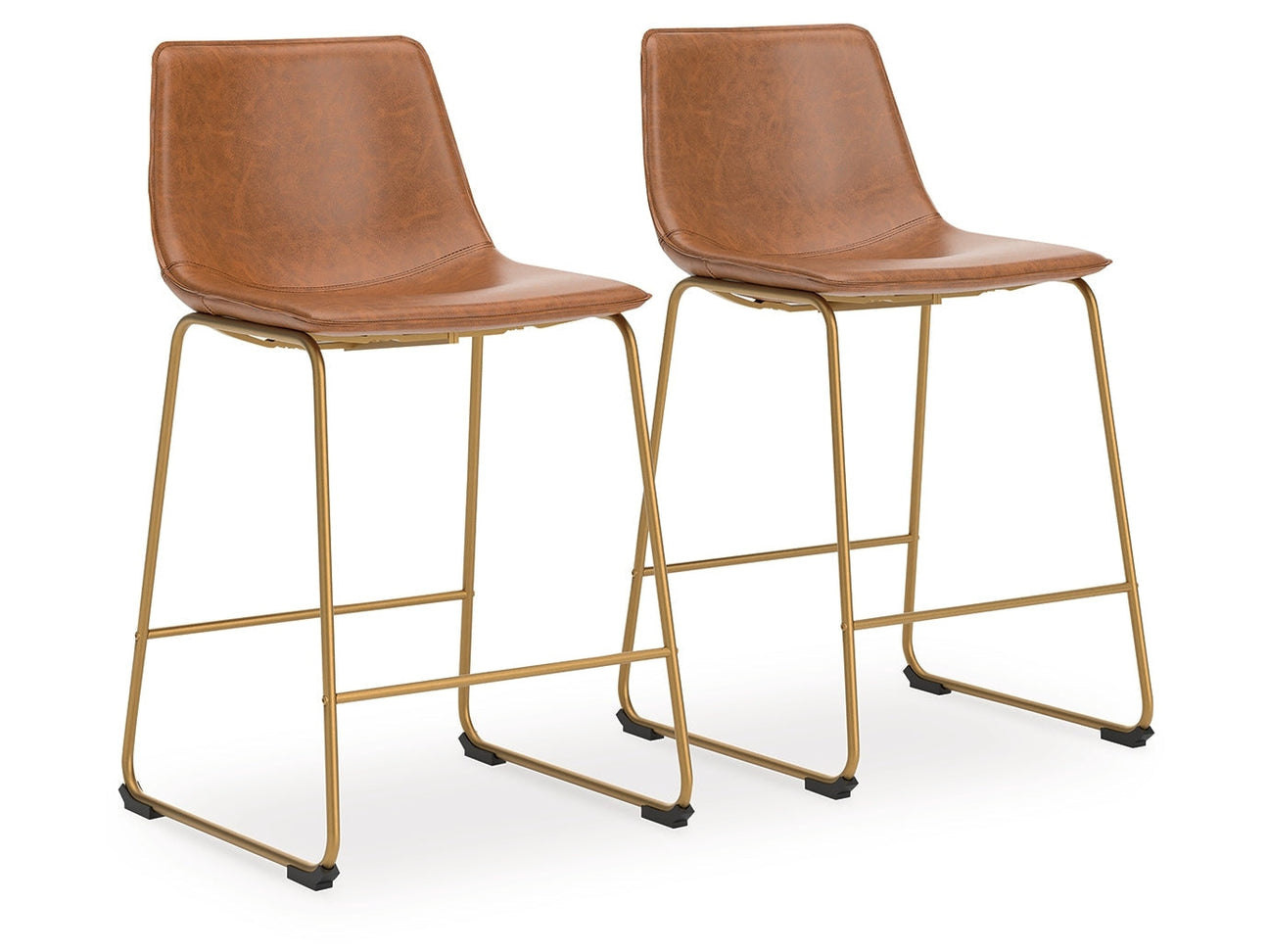 Ciabori Brown/Gold Upholstered Barstool (Set of 2) (Online Special Price) - Ornate Home