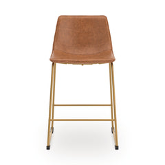 Ciabori Brown/Gold Upholstered Barstool (Set of 2) - Ornate Home