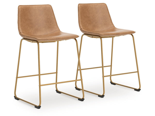 Ciabori Toast/Gold Upholstered Barstool (Set of 2) - Ornate Home