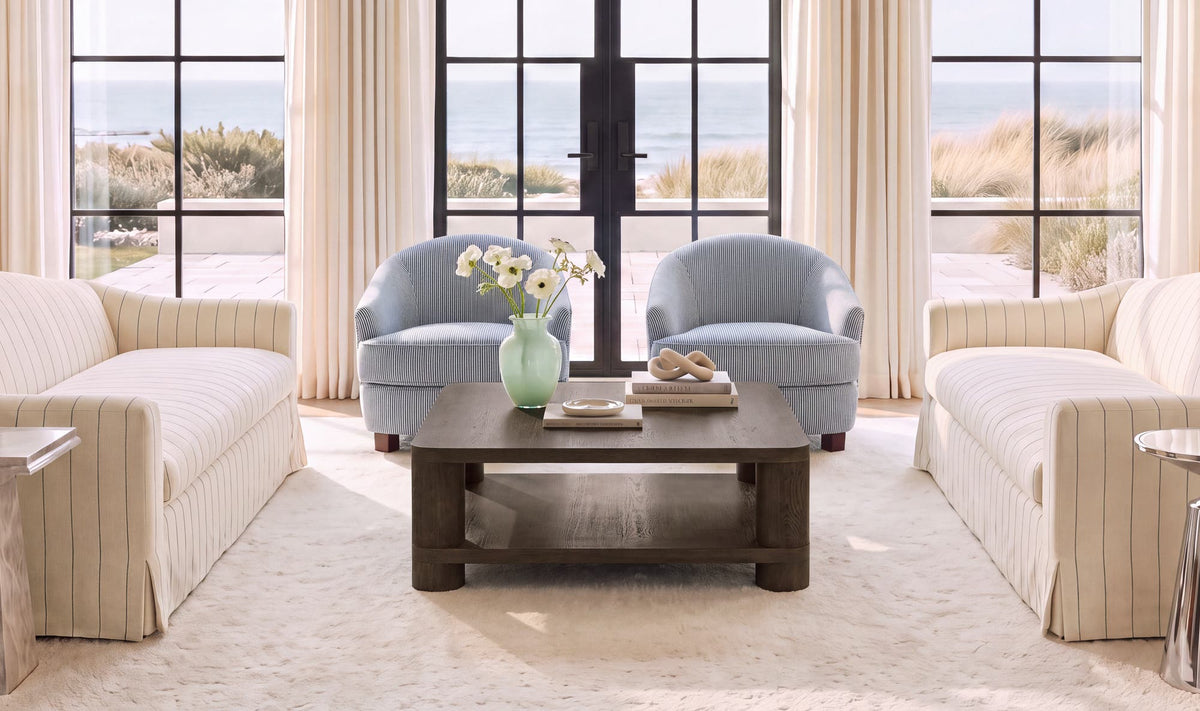 Ciara Navy Stripe Accent Chair - Ornate Home