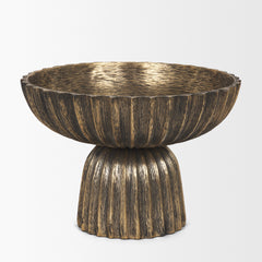 Ciaran Antiqued Gold Fluted Textured Metal Decorative Bowl - Ornate Home