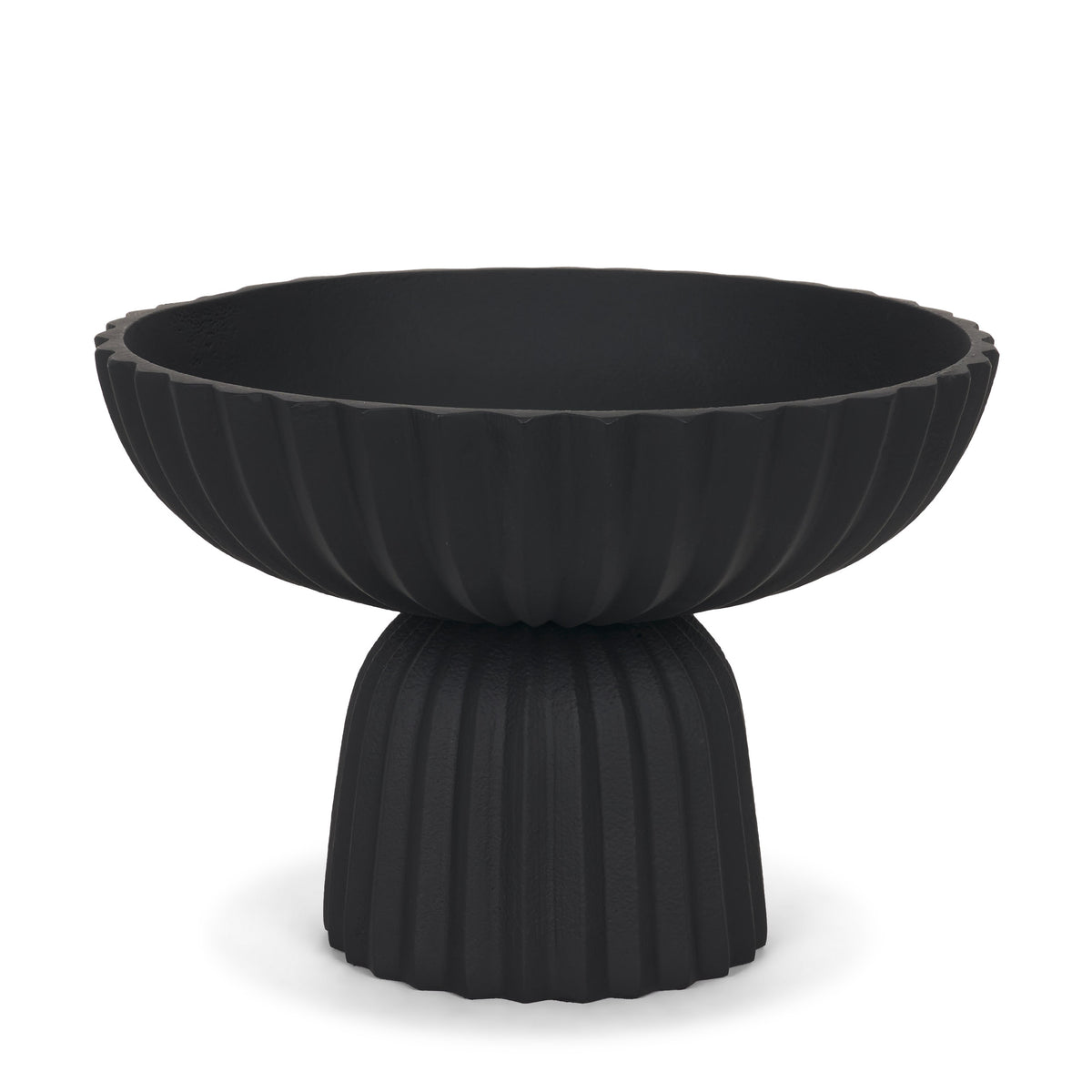 Ciaran Matte Black Smooth Fluted Metal Decorative Bowl - Ornate Home