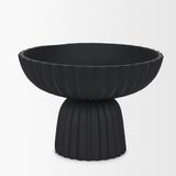 Ciaran Matte Black Smooth Fluted Metal Decorative Bowl - Ornate Home