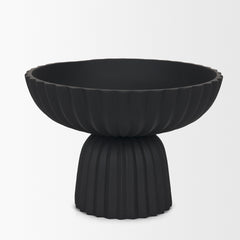 Ciaran Matte Black Smooth Fluted Metal Decorative Bowl - Ornate Home