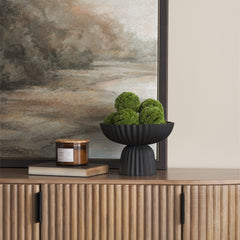 Ciaran Matte Black Smooth Fluted Metal Decorative Bowl - Ornate Home