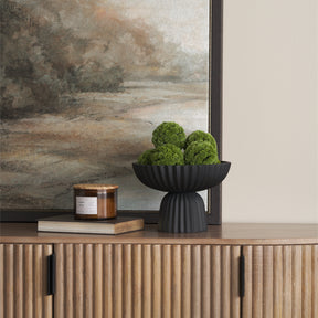 Ciaran Matte Black Smooth Fluted Metal Decorative Bowl - Ornate Home