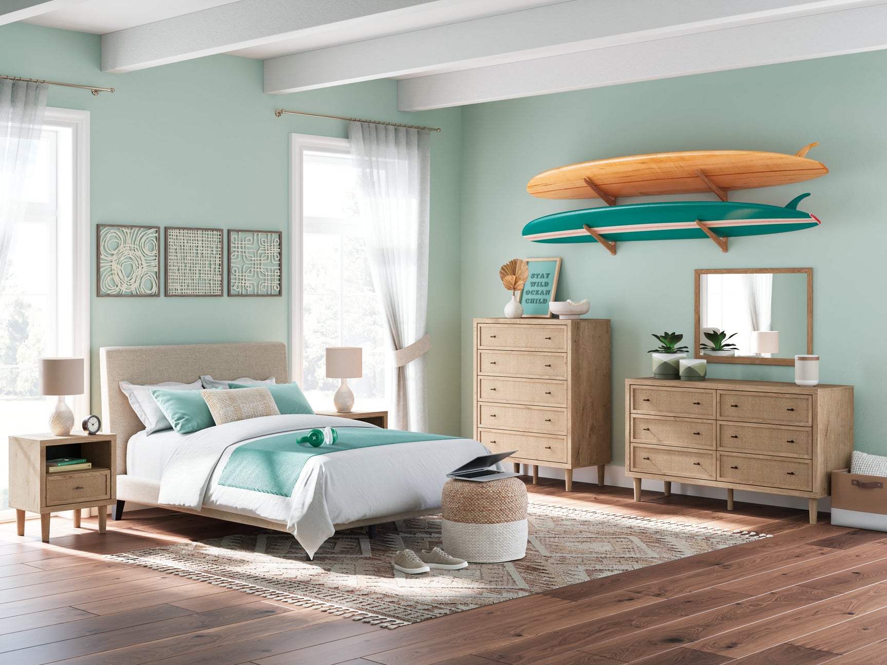 Cielden Gray Full Upholstered Bed with Roll Slats (Online Special Price) - Ornate Home