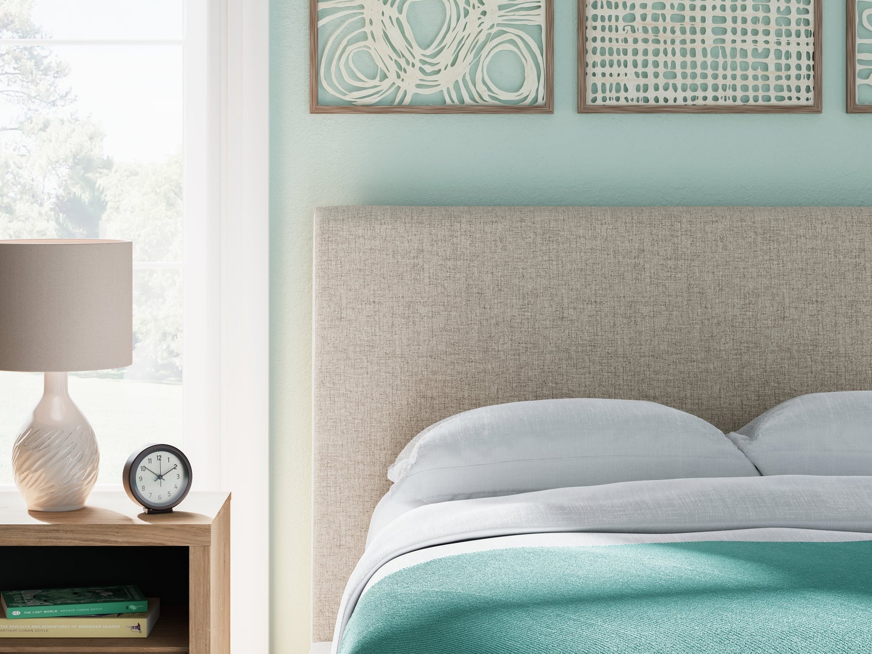 Cielden Gray Full Upholstered Bed with Roll Slats - Ornate Home