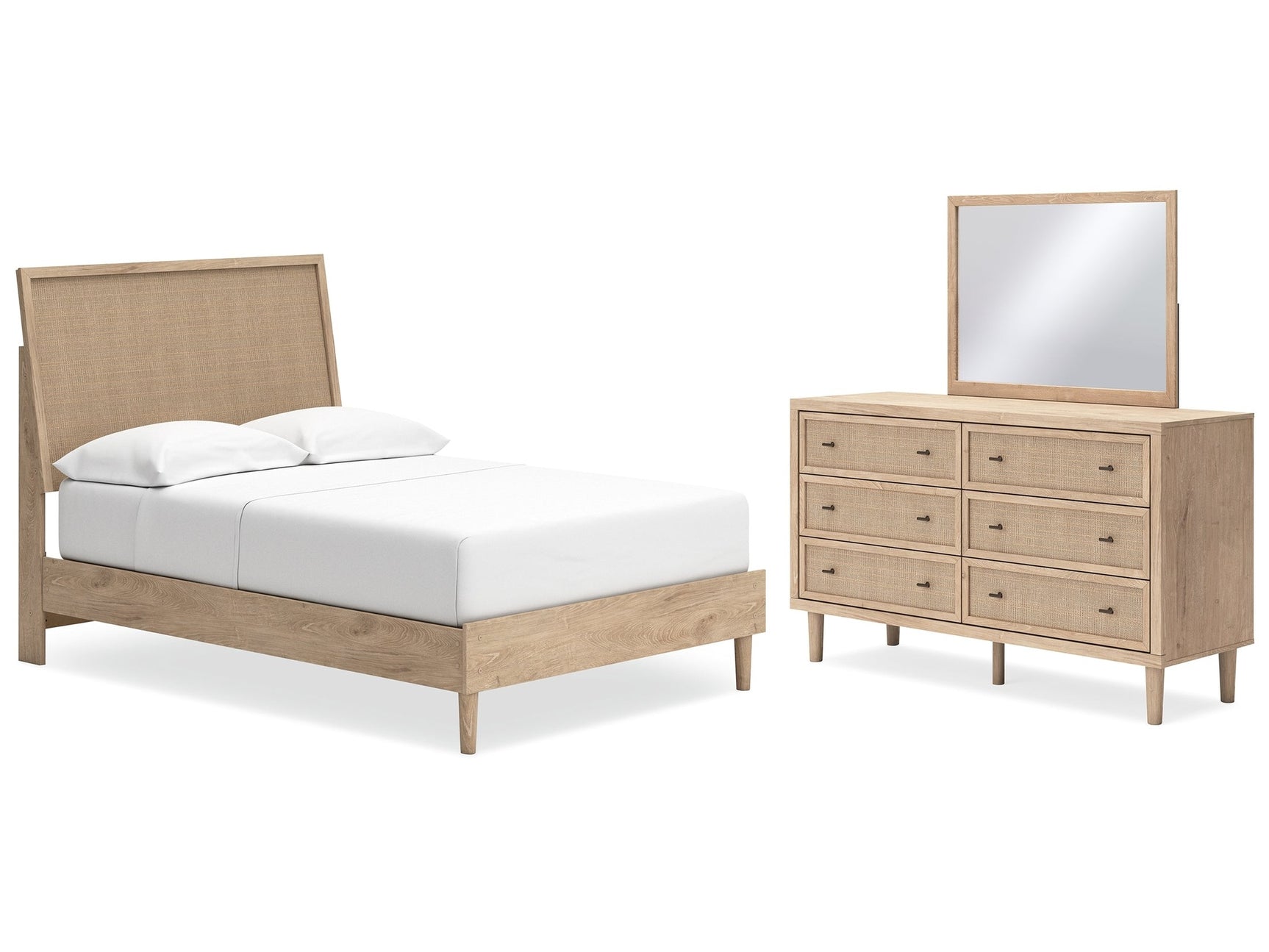 Cielden Two-tone Full Panel Bed & Dresser & Mirror - Ornate Home