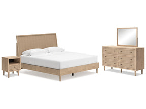 Cielden Two-tone King Panel Bed & Dresser & Mirror & Nightstand - Ornate Home