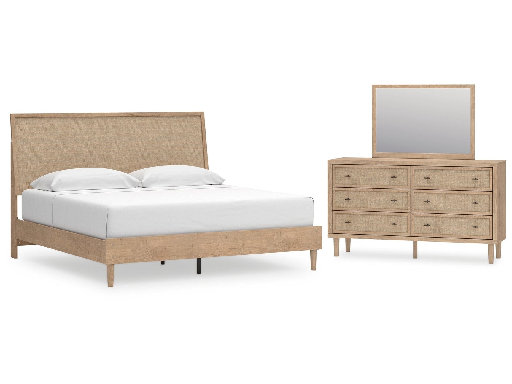 Cielden Two-tone King Panel Bed & Dresser & Mirror (Online Special Price) - Ornate Home