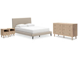 Cielden Two-tone Queen Upholstered Bedroom Set with Dresser and 2 Nightstands (Online Special Price) - Ornate Home