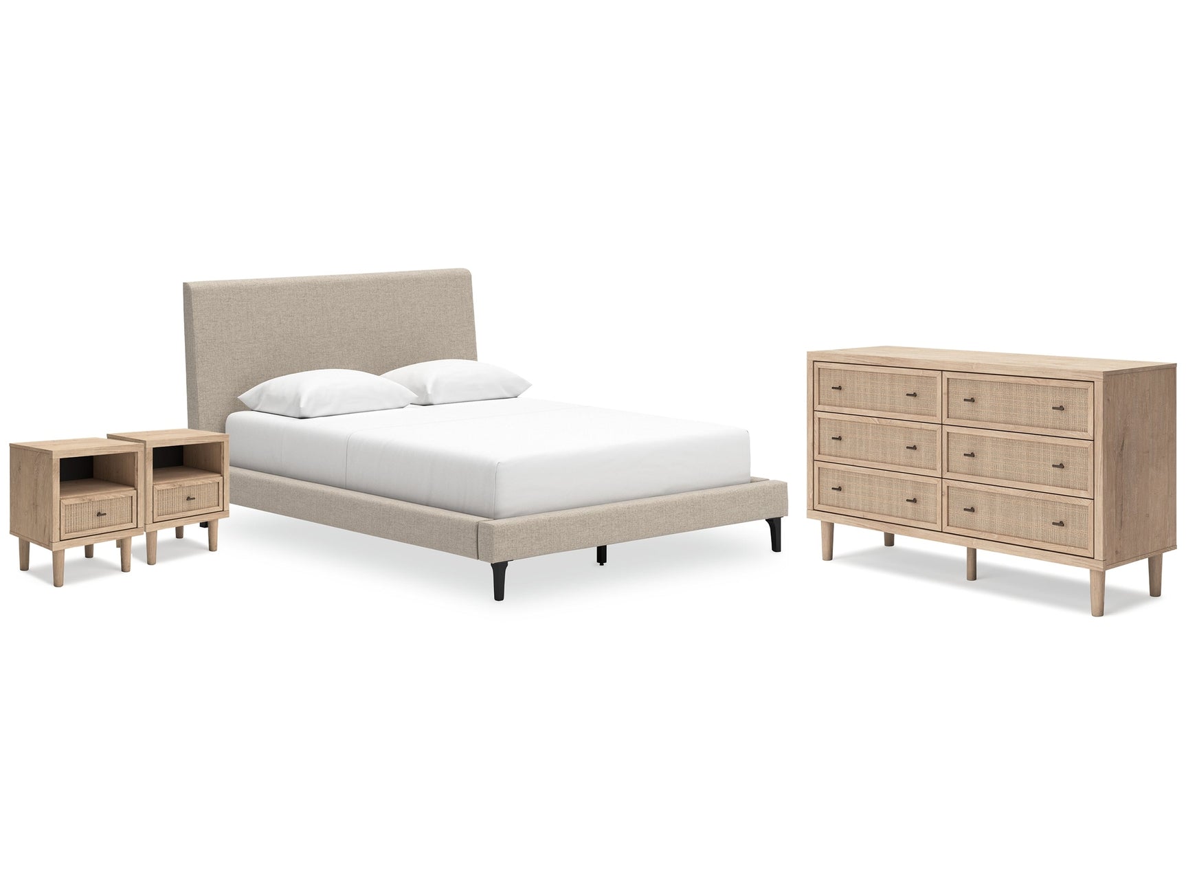 Cielden Two-tone Queen Upholstered Bedroom Set with Dresser and 2 Nightstands - Ornate Home