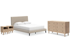 Cielden Two-tone Queen Upholstered Bedroom Set with Dresser and 2 Nightstands - Ornate Home