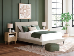 Cielden Two-tone/Soft Gray Queen Upholstered Bed, Dresser and Mirror - Ornate Home