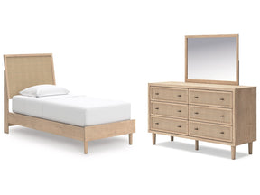 Cielden Two-tone Twin Panel Bed, Dresser and Mirror - Ornate Home
