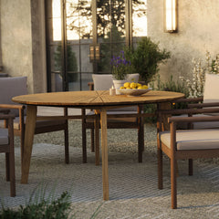 Cielo Natural 59" Sunburst Outdoor Patio Teak Dining Table - Ornate Home