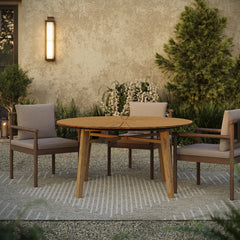 Cielo Natural 59" Sunburst Outdoor Patio Teak Dining Table - Ornate Home