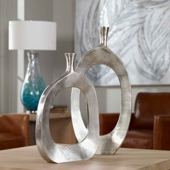 Cierra Nickel Aluminum Vases (Set of 2) - Ornate Home