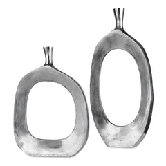 Cierra Nickel Aluminum Vases (Set of 2) - Ornate Home