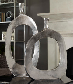 Cierra Nickel Aluminum Vases (Set of 2) - Ornate Home