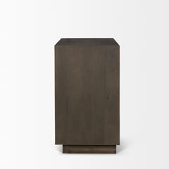 Cinder Dark Brown Distressed Wood Reeded 2-Door Closed Accent Cabinet