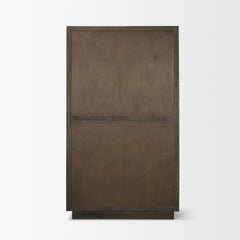 Cinder Dark Brown Distressed Wood Reeded 2-Door Closed Tall Cabinet - Ornate Home