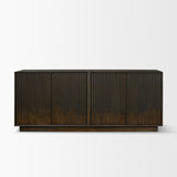 Cinder Dark Brown Distressed Wood Reeded 4-Door Closed Sideboard - Ornate Home