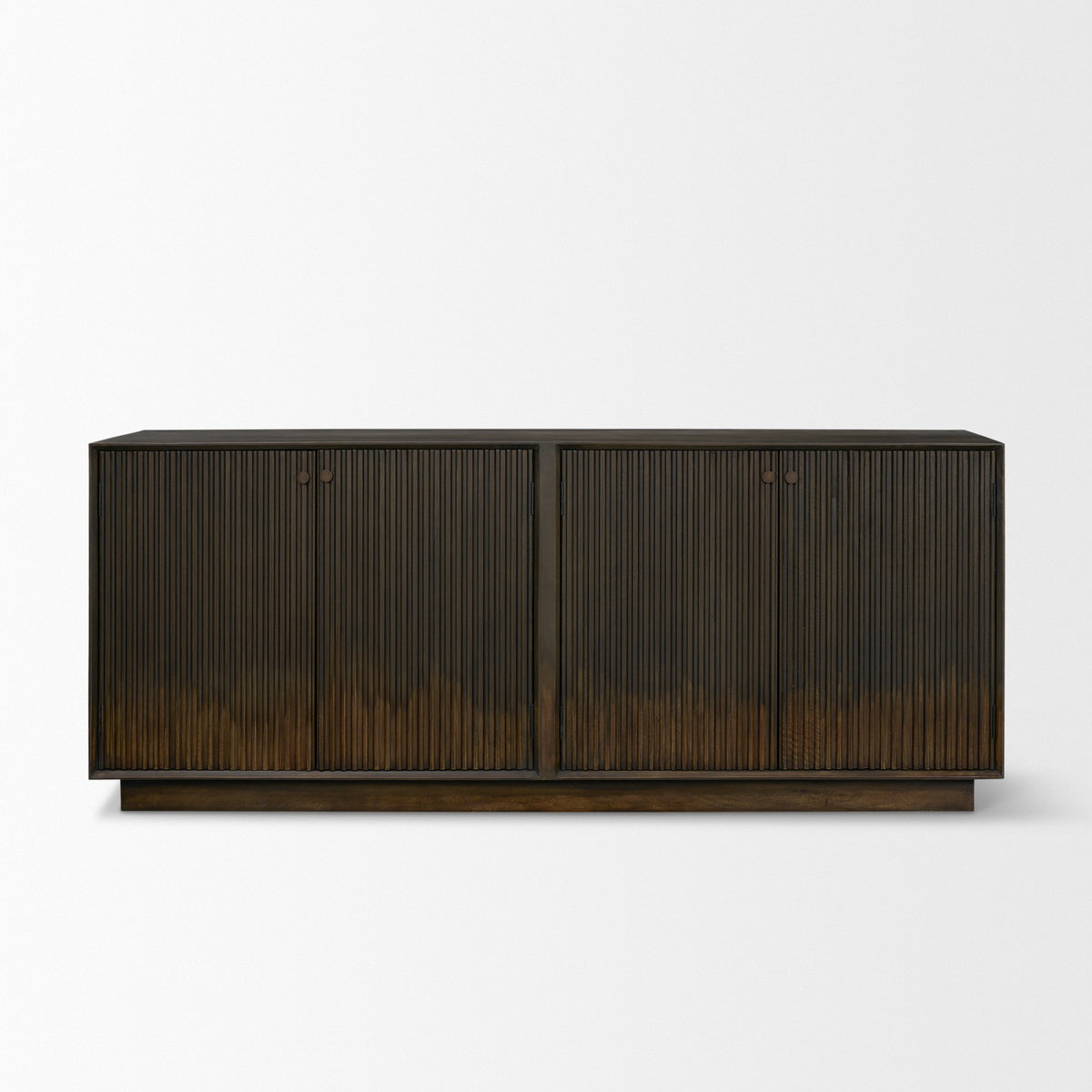 Cinder Dark Brown Distressed Wood Reeded 4-Door Closed Sideboard - Ornate Home