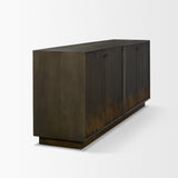 Cinder Dark Brown Distressed Wood Reeded 4-Door Closed Sideboard - Ornate Home