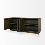 Cinder Dark Brown Distressed Wood Reeded 4-Door Closed Sideboard - Ornate Home