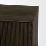 Cinder Dark Brown Distressed Wood Reeded 4-Door Closed Sideboard - Ornate Home