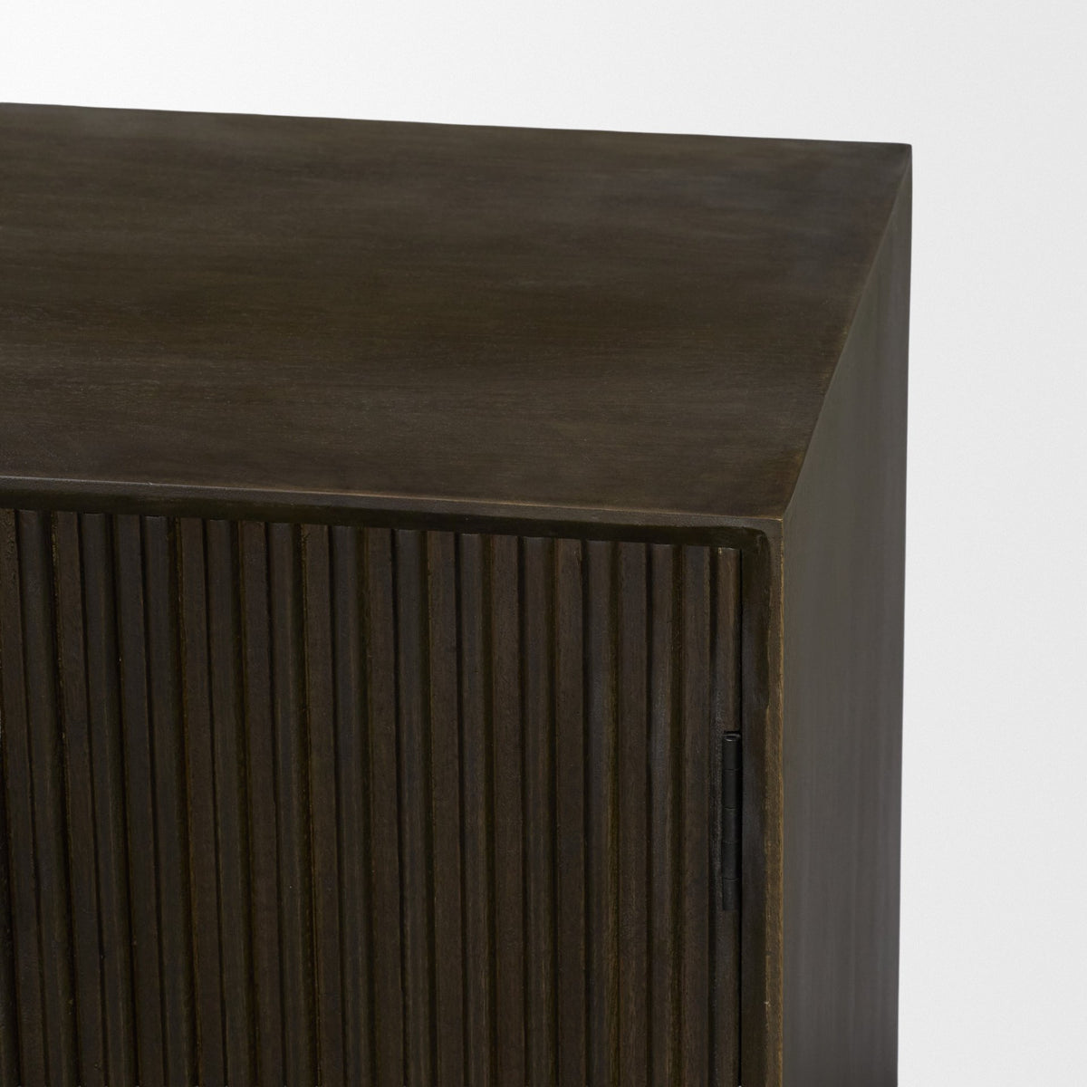 Cinder Dark Brown Distressed Wood Reeded 4-Door Closed Sideboard - Ornate Home