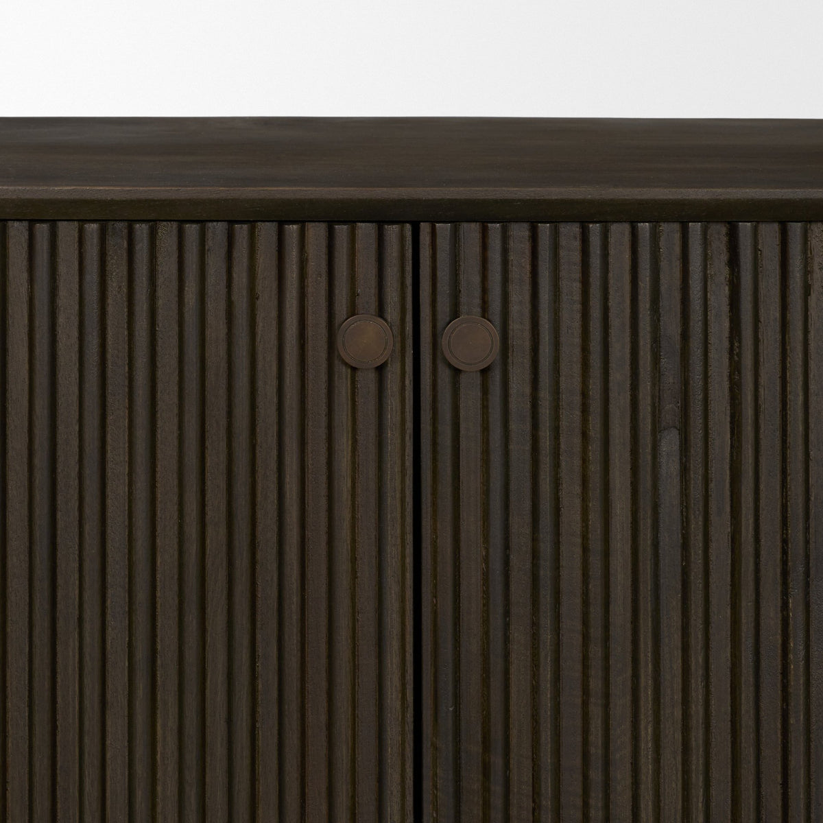 Cinder Dark Brown Distressed Wood Reeded 4-Door Closed Sideboard - Ornate Home