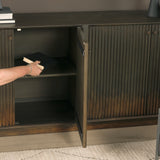 Cinder Dark Brown Distressed Wood Reeded 4-Door Closed Sideboard - Ornate Home
