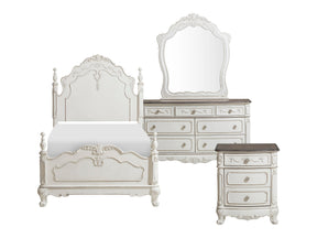 Cinderella Antique White 4-piece Twin Bedroom Set - Ornate Home