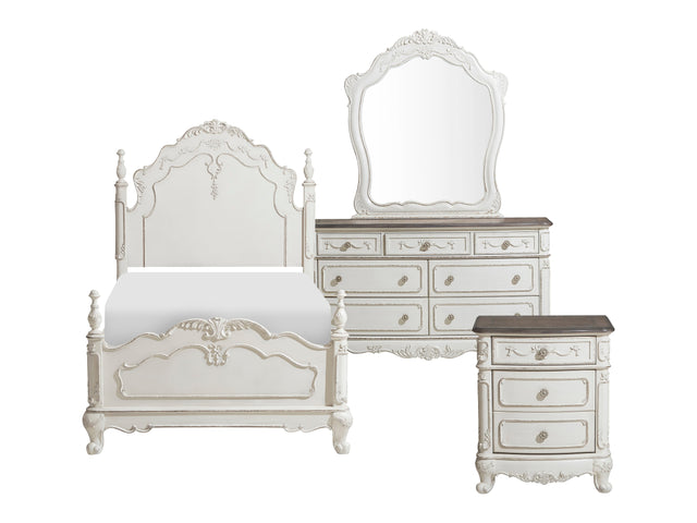 Cinderella Antique White 4-piece Twin Bedroom Set - Ornate Home